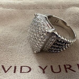 David Yurman Silver Pavé Diamond-Style Dome Ring sz7